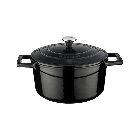 Lava Döküm Yuvarlak Tencere. Folk Çap(Ø) 22cm.  Siyah ürün görseli 1