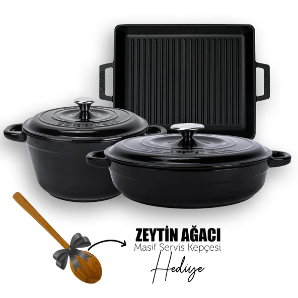 Lava Döküm 6X New Heritage Serisi Döküm Demir Tencere Tava Çeyiz Seti  Siyah ürün görseli 1