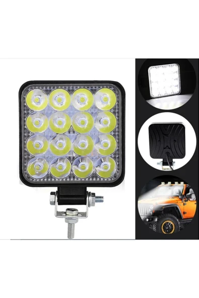 ZAUSS Off Road Sis Gündüz Farı Çalışma Lambası 8,5x8,5cm Kare 16 Led Traktör Kamyon Iş Makinesi ürün görseli 1