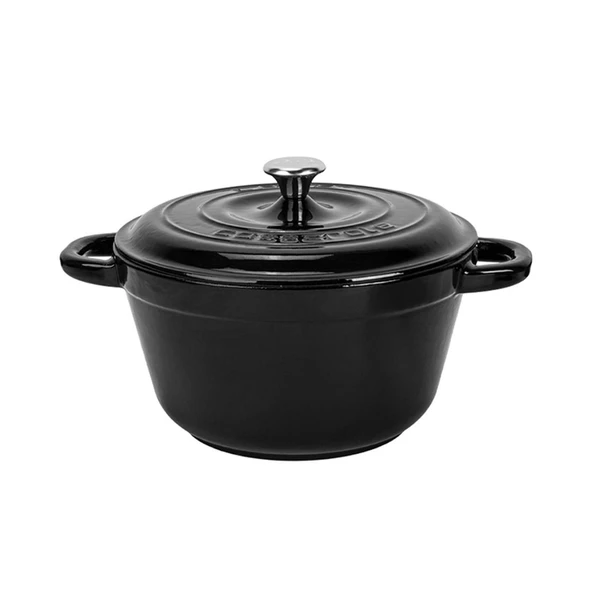 Lava Döküm Yuvarlak Tencere Döküm Demir Kapak New Heritage Serisi Çap(Ø)24cm.  Siyah ürün görseli 1