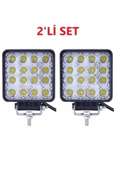 Superpower 2 Adet 16 Led Kare (off Road-ış Makinası-tekne-yat) Sis Farı Çalışma Lambası ürün görseli 1