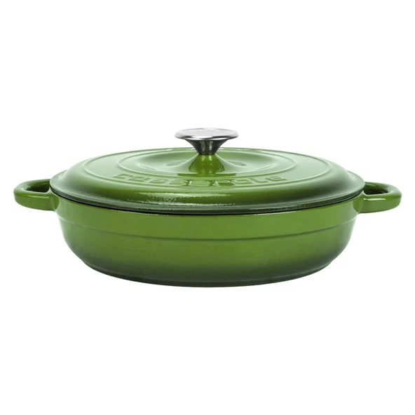 Lava Döküm Yuvarlak Çok Amaçlı Yayvan Tencere New Heritage Serisi Çap(Ø)28cm.  Yeşil ürün görseli 1