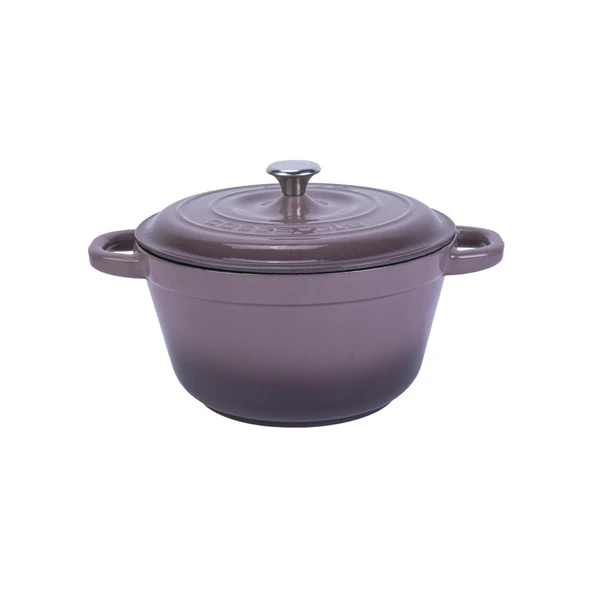 Lava Döküm Yuvarlak Tencere Döküm Demir Kapak New Heritage Serisi Çap(Ø)22cm.  Mor ürün görseli 1