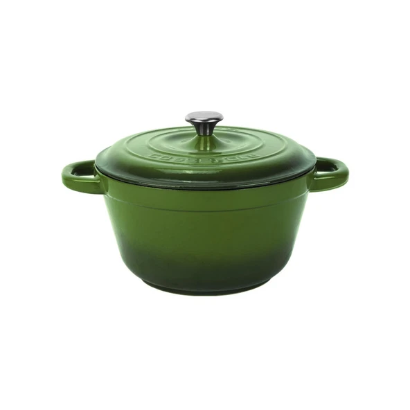 Lava Döküm Yuvarlak Tencere Döküm Demir Kapak New Heritage Serisi Çap(Ø)22cm.  Yeşil ürün görseli 1