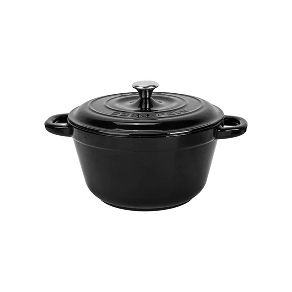 Lava Döküm Yuvarlak Tencere Döküm Demir Kapak New Heritage Serisi Çap(Ø)22cm.  Siyah ürün görseli 1