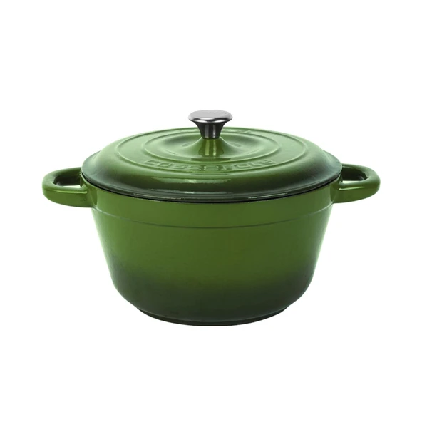 Lava Döküm Yuvarlak Tencere Döküm Demir Kapak New Heritage Serisi Çap(Ø)24cm.  Yeşil ürün görseli 1