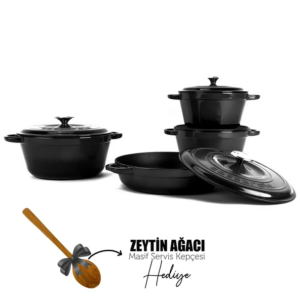 Lava Döküm 4X New Heritage Serisi Döküm Demir Tencere Seti  Siyah ürün görseli 1
