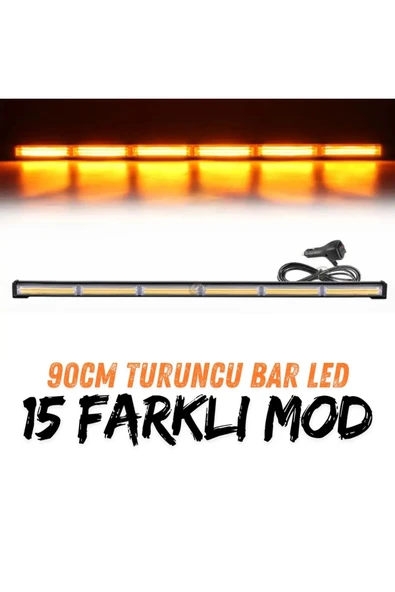 ASTRALED Turuncu Tepe Çakar Bar Led 90cm 12-24v Off Road Çekici Traktör İkaz Lambası Çakar 17 Modlu ürün görseli 1