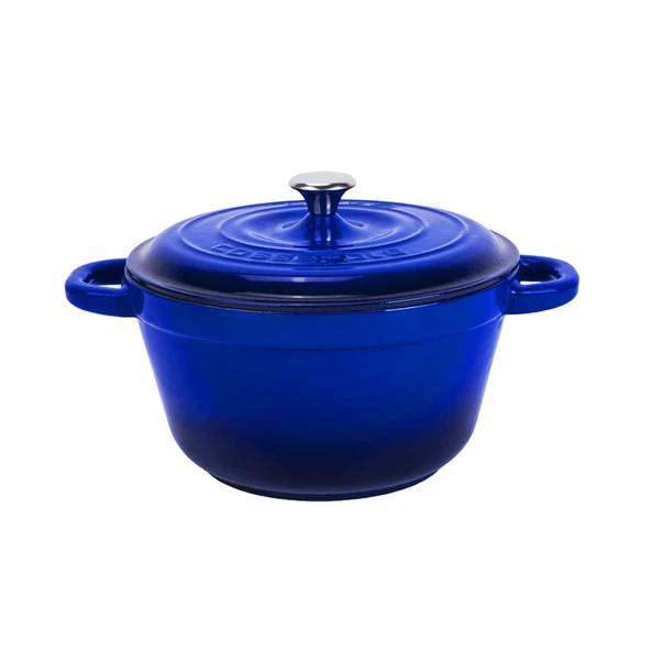 Lava Döküm Yuvarlak Tencere Döküm Demir Kapak New Heritage Serisi Çap(Ø)24cm.  Mavi ürün görseli 1