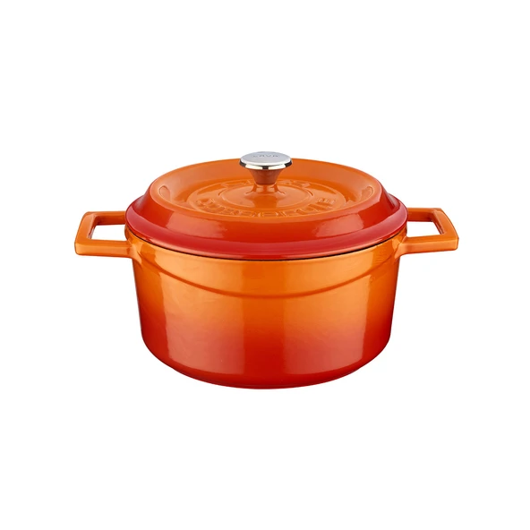 Lava Döküm Yuvarlak Tencere. Trendy Çap(Ø)20cm.  Turuncu ürün görseli 1
