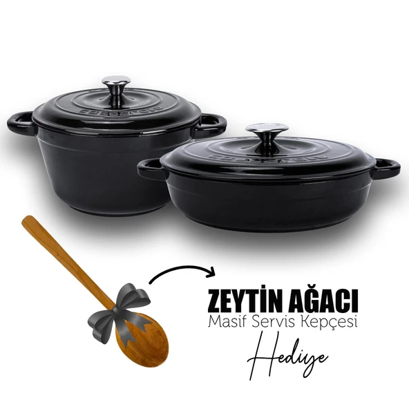 Lava Döküm 2X New Heritage Serisi Döküm Demir Tencere Tava Seti  Siyah ürün görseli 1