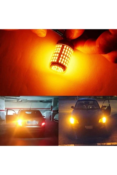P21w 144 Ledli Ultra Parlak Geri Vites Park Ampül Tek Duy TURUNCU RENK (2 ADET) ürün görseli 1