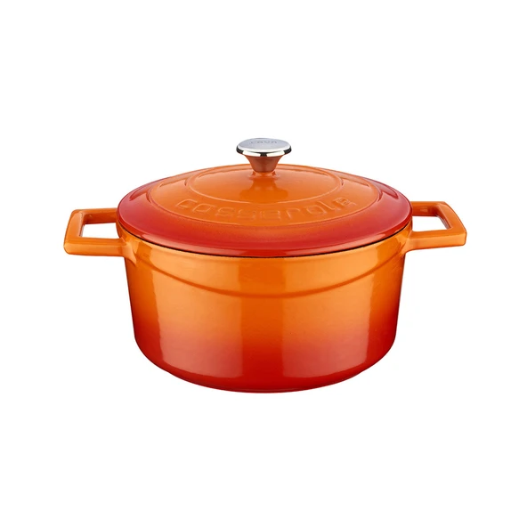 Lava Döküm Yuvarlak Tencere. Folk Çap(Ø) 22cm.  Turuncu ürün görseli 1
