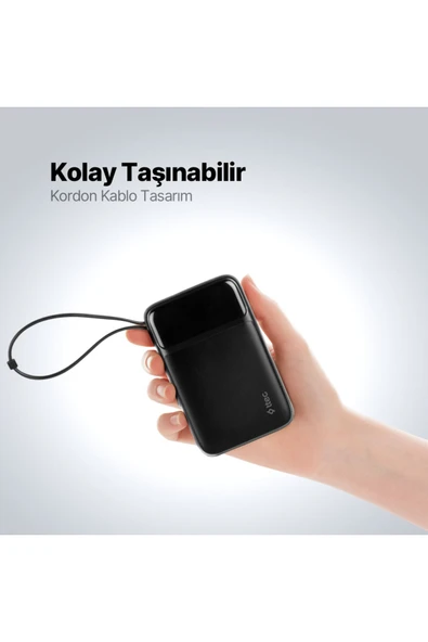 Ttec 2BB215S ReCharger Pro LCD 10.000 mAh PD 22,5W Lightning ve USB-C Dahili Kablolu Taşınabilir Hızlı Şarj Aleti - Resim 6