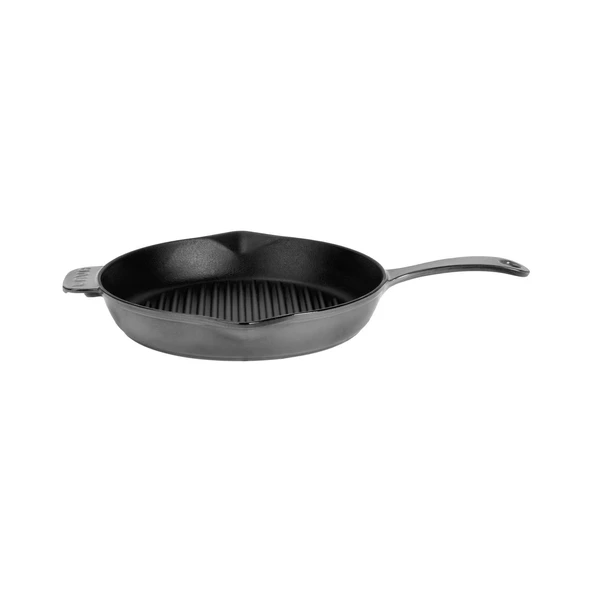Lava Döküm Yuvarlak Izgara Tavası Döküm Demir Yekpare Saplı Premium Serisi. Çap(Ø)28cm.  Gri ürün görseli 1