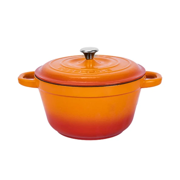 Lava Döküm Yuvarlak Tencere Döküm Demir Kapak New Heritage Serisi Çap(Ø)24cm.  Turuncu ürün görseli 1