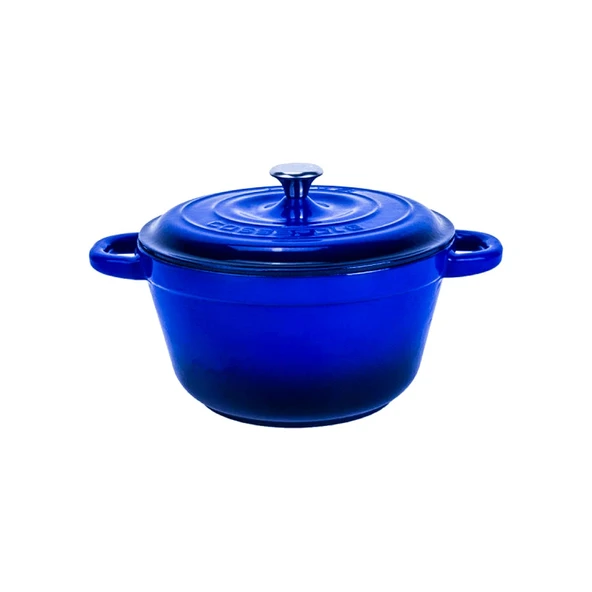 Lava Döküm Yuvarlak Tencere Döküm Demir Kapak New Heritage Serisi Çap(Ø)22cm.  Mavi ürün görseli 1
