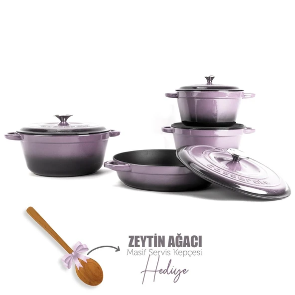Lava Döküm 4X New Heritage Serisi Döküm Demir Tencere Seti  Mor ürün görseli 1