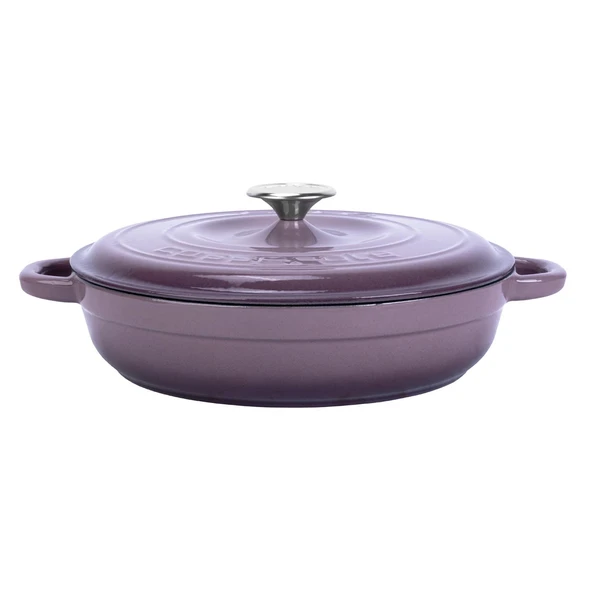Lava Döküm Yuvarlak Çok Amaçlı Yayvan Tencere New Heritage Serisi Çap(Ø)28cm.  Mor ürün görseli 1