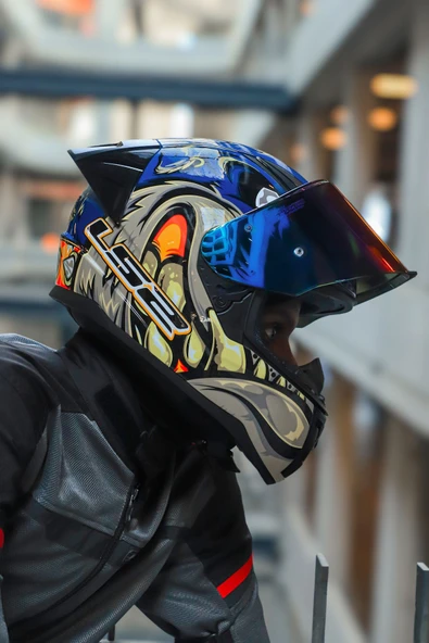 LS2 RAPID 2 RACE SPOX MAVİ-GRİ KASK - Resim 5