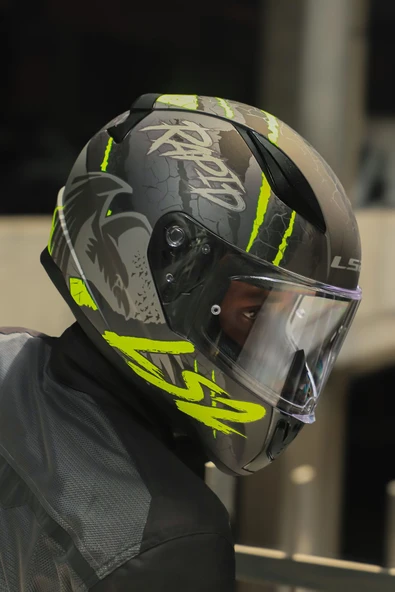LS2 RAPID 2 RAVEN MAT SİYAH-GRİ-NEON SARI KASK ürün görseli 1
