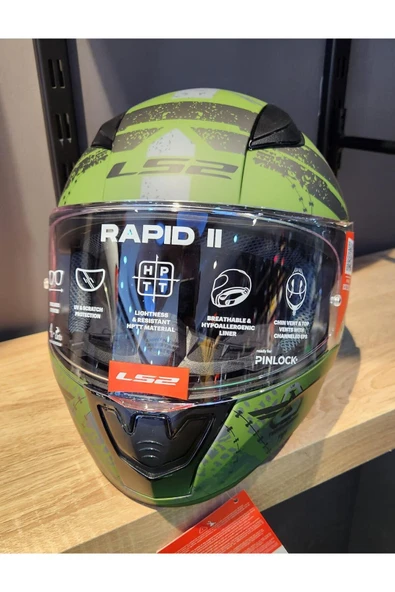 LS2 Rapid 2 Thunder Bırds Mat Yeşil Siyah Gri Kapalı Kask ürün görseli 1