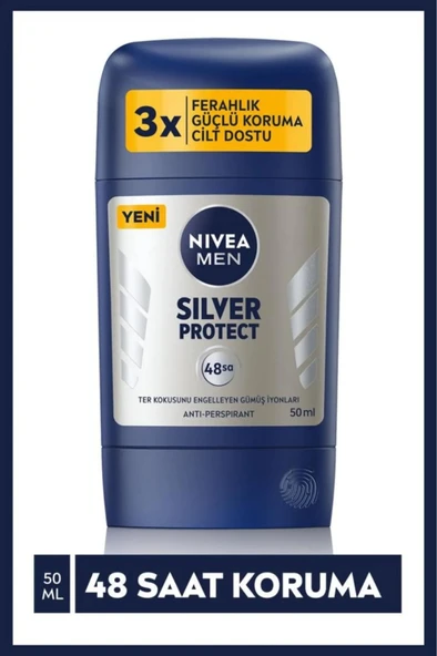 NIVEA Men Erkek Stick Deodorant Silver Protect 50 Ml, Ter Ve Ter Kokusna Karşı 48 Saat Anti-perspira ürün görseli 1