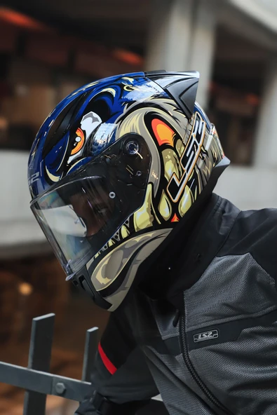 LS2 RAPID 2 RACE SPOX MAVİ-GRİ KASK - Resim 2