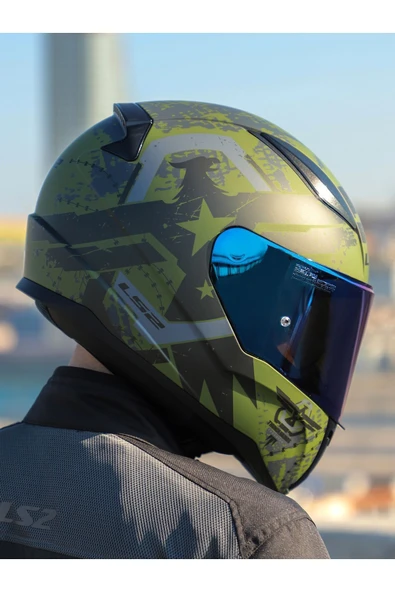 LS2 RAPID 2 THUNDER BIRDS MAT YEŞİL-SİYAH-GRİ KASK ürün görseli 1