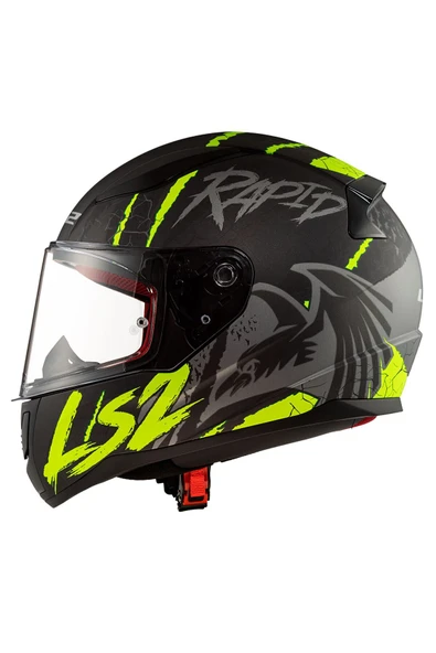 LS2 Rapıd 2 Raven Mat Siyah-gri-neon Sarı Kask ürün görseli 1