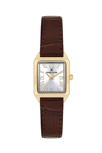DANIEL KLEIN DKF.2315A GOLD KASA KAHVERENGİ DERİ KAYIŞLI KÖŞELİ KADIN KOL SAATİ ürün görseli 1