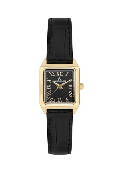 DANIEL KLEIN DKF.2315A GOLD KASA SİYAH DERİ KEMERLİ KADIN KOL SAATİ ürün görseli 1