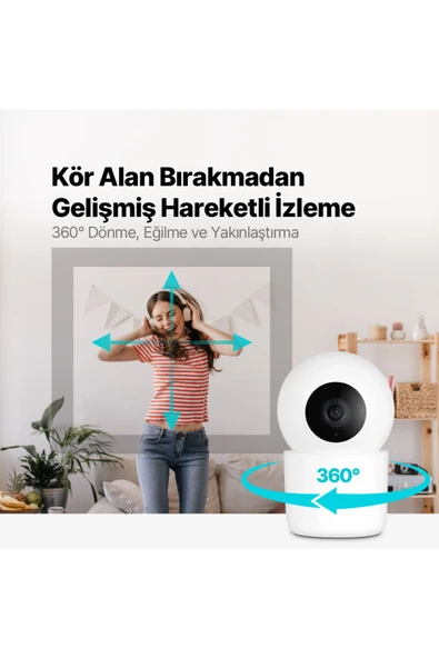 Ttec 2AGK04 Wizi Pro 2 Full HD 360° Tak Çalıştır Wi-Fi Akıllı Kamera - Resim 4