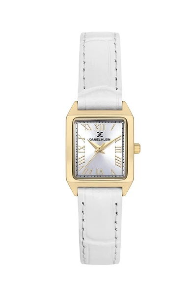 DANIEL KLEIN DKF.2315A  GOLD KASA BEYAZ DERİ KAYIŞLI KÖŞELİ KADIN KOL SAATİ ürün görseli 1