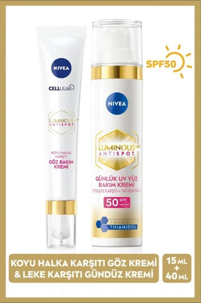 NIVEA Luminous630 Thiamidol Etkili Leke Karşıtı Gündüz Krem 40ml,spf50 Ve Koyu Halka Karşıtı Göz Kremi15ml ürün görseli 1