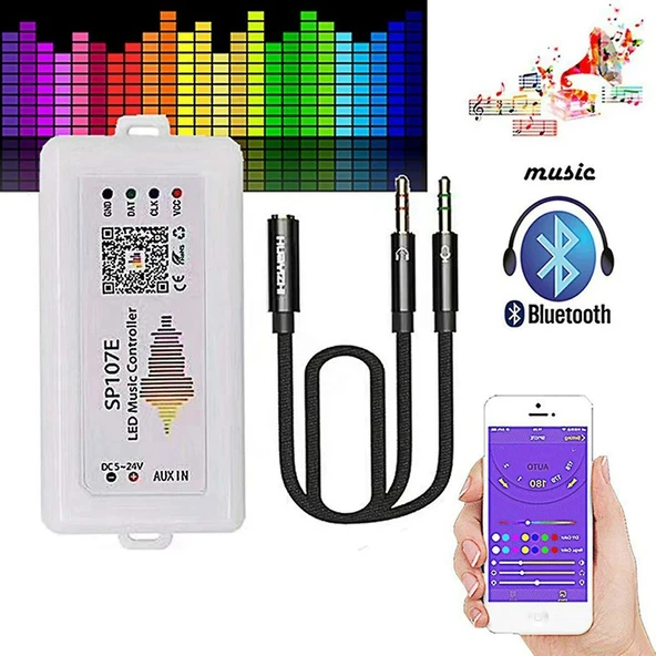 El kumandası müzik SP107E Pixel RGB uzaktan kumanda LED ışık Bluetooth Remote controller kontrol 20metre DC 5-24V ürün görseli 1