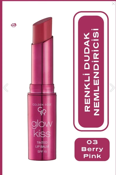 Golden Rose Glow Kiss Tinted Lip Balm No: 03 Berry Pink - Renkli Dudak Nemlendirici ürün görseli 1