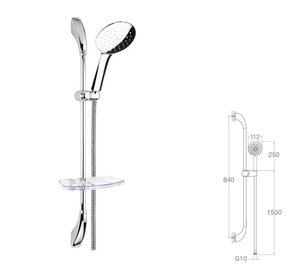 SÜRGÜLÜ DUŞ SETİ + Ø22MM PARLAK POLİSH + ELDUŞU - Resim 2