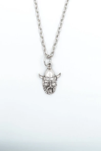 Minimal Viking Savaşçı Gümüş Kaplama Düz Zincir Kolye ürün görseli 1