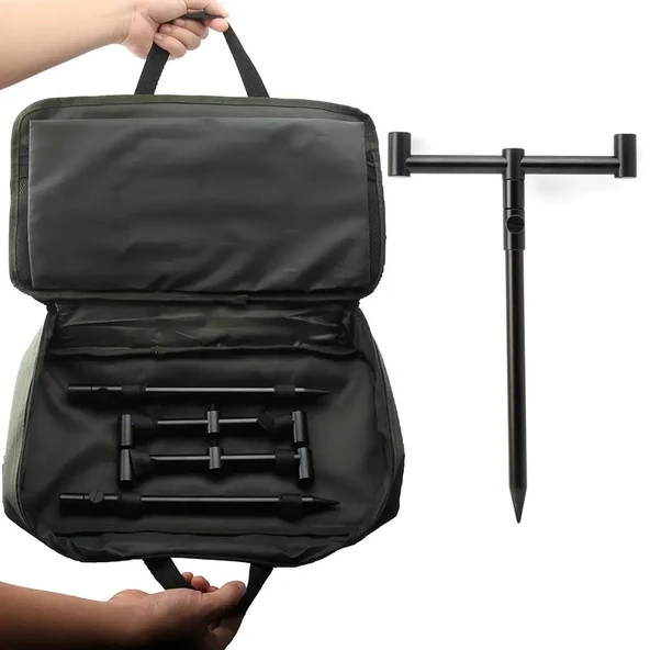 Monozone Olta Çubuğu Tutacağı 2 Rods Kit Ayak Çantalı Buzz Sticks Buzzbar Bankstick 20x30x50cm ürün görseli 1