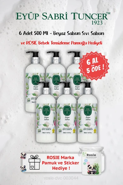 6 AL 5 ÖDE Beyaz Sabun Sıvı Sabun 500 Ml ve ROSIE Hediyeli ürün görseli 1