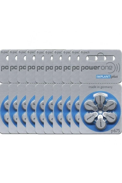 POWERONE Implant Plus 675 Numara Işitme Cihazı Pili 10 X 6 Lı Paket 60 Adet ürün görseli 1