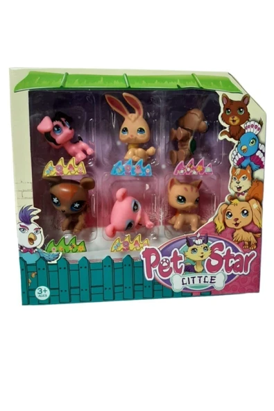 LİTTLE PET SHOP Neşeli Minişler 6'lı Miniş Ailesi Oyuncak Pet Star 6'lı Miniş Koleksiyonu ürün görseli 1