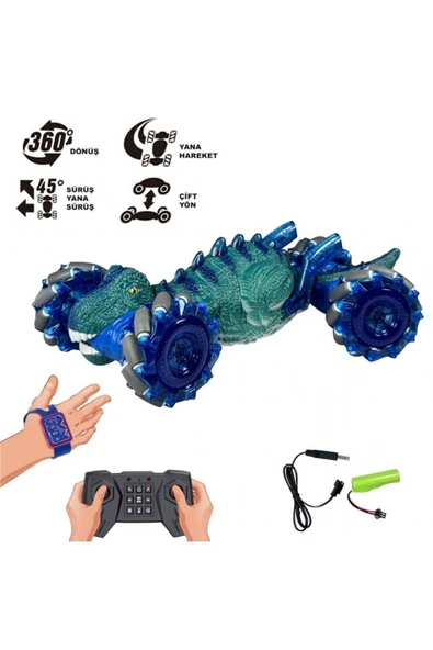 DEKANTOYS Uzaktan Kumandalı Full Fonksiyon Dinozor  Bilekten Kontrol Şarjlı 2.4G Elle Kontrol Dinozor Araba ürün görseli 1
