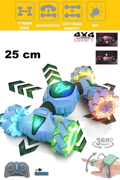 TRENDZONE Şarjlı El Sensörlü Akrobat Araba 25cm - Bilekten Kontrollü Uzaktan Kumandalı Full Fonksiyon Araba ürün görseli 1
