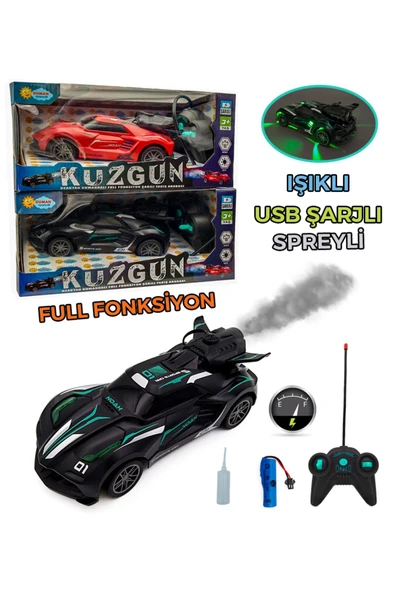 DEKANTOYS Kuzgun Uzaktan Kumandalı Şarjlı Duman Atan Işıklı Arabası - 1:18 Full Fonksiyon Arabası ürün görseli 1