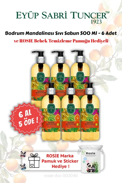 Bodrum Mandalinası Sıvı Sabun 500 ml 6 AL 5 ÖDE ve ROSIE Hediyeli ürün görseli 1