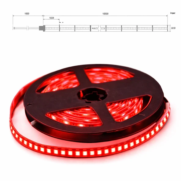 LED Şerit bant 5 metre 2835 SMD 12V Kırmızı Işık 240 LED/m IP20 Aydınlatma Kendinden Yapışkanlı ürün görseli 1