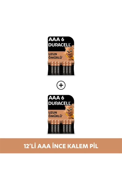 Duracell Alkalin AAA İnce Kalem Pil 1,5V LR03/MN2400 12'li Paket ürün görseli 1