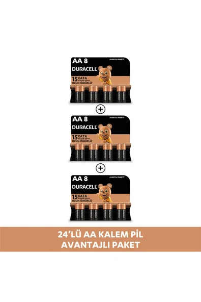Duracell Alkalin AA Kalem Pil 1,5V LR03/MN2400 24'lü Paket ürün görseli 1